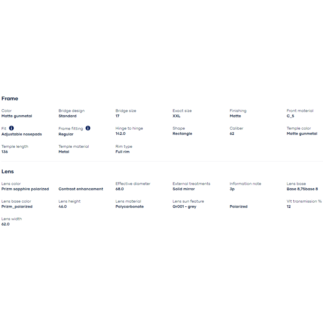 Oakley - Oakley Gauge 8 Matte Gunmetal/Prizm Sapphire Polarized 0OO4124-412406 - Cam2