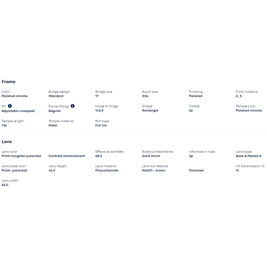 Oakley - Oakley Gauge 8 Polished Chrome/Prizm Tungsten Polarized 0OO4124-412409 - Cam2