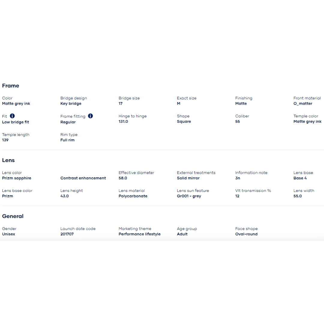 Oakley - Oakley Latch Squared (Low Bridge Fit) Matte Grey Ink/Prizm Sapphire 0OO9358-935812 - Cam2