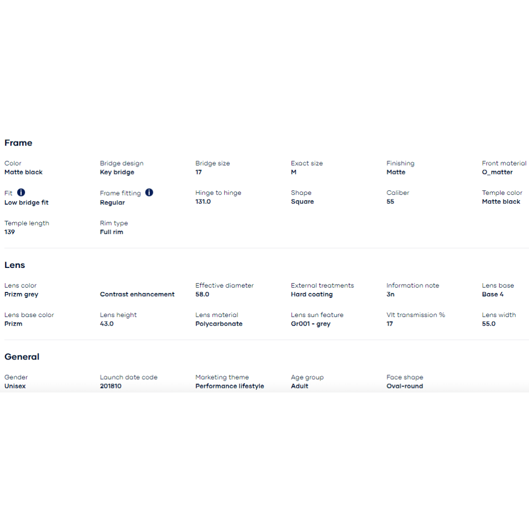 Oakley - Oakley Latch Squared (Low Bridge Fit) Matte Black/Prizm Grey 0OO9358-935813 - Cam2