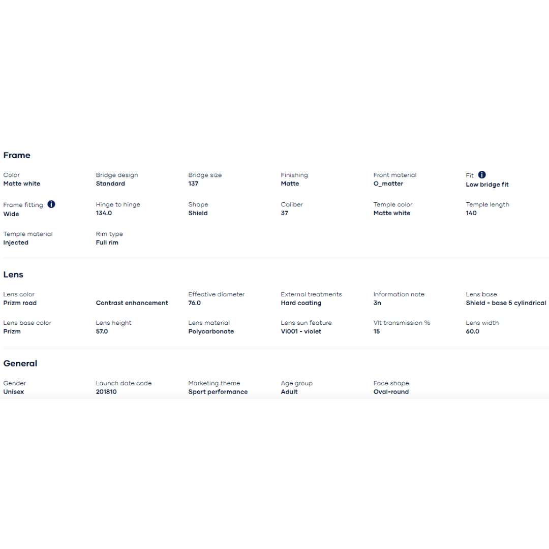 Oakley - Oakley Sutro (Low Bridge Fit) Matte White/Prizm Road 0OO9406A-940603 - Cam2