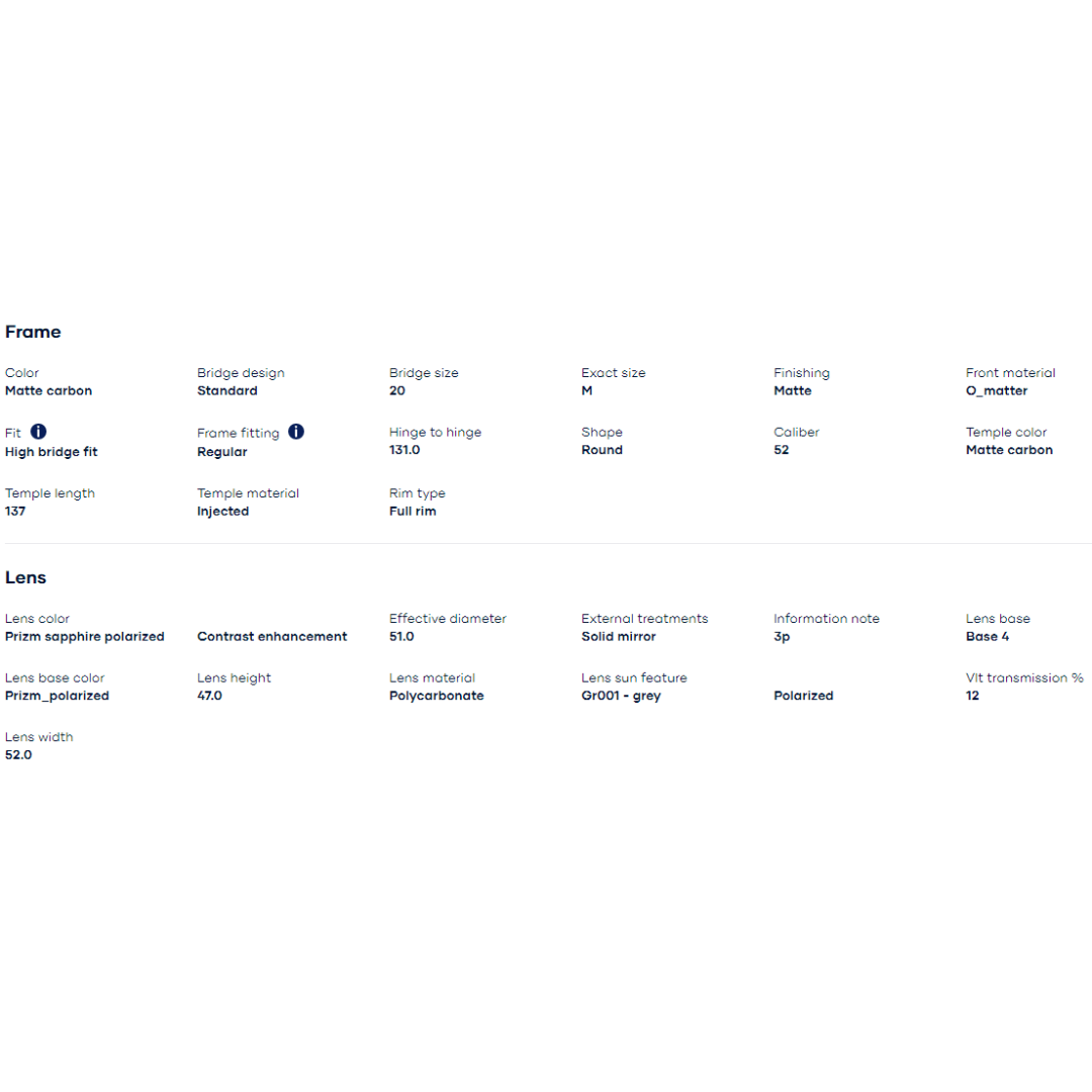 Oakley - Oakley Spindrift Matte Carbon/Prizm Sapphire Polarized 0OO9474-947409 - Cam2