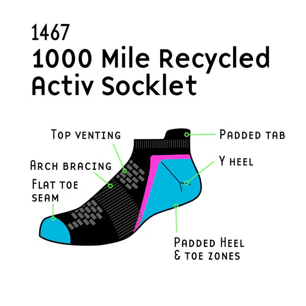 1000 Mile - 1000 Mile Men's Activ Socket Repreve (1467B) - Cam2