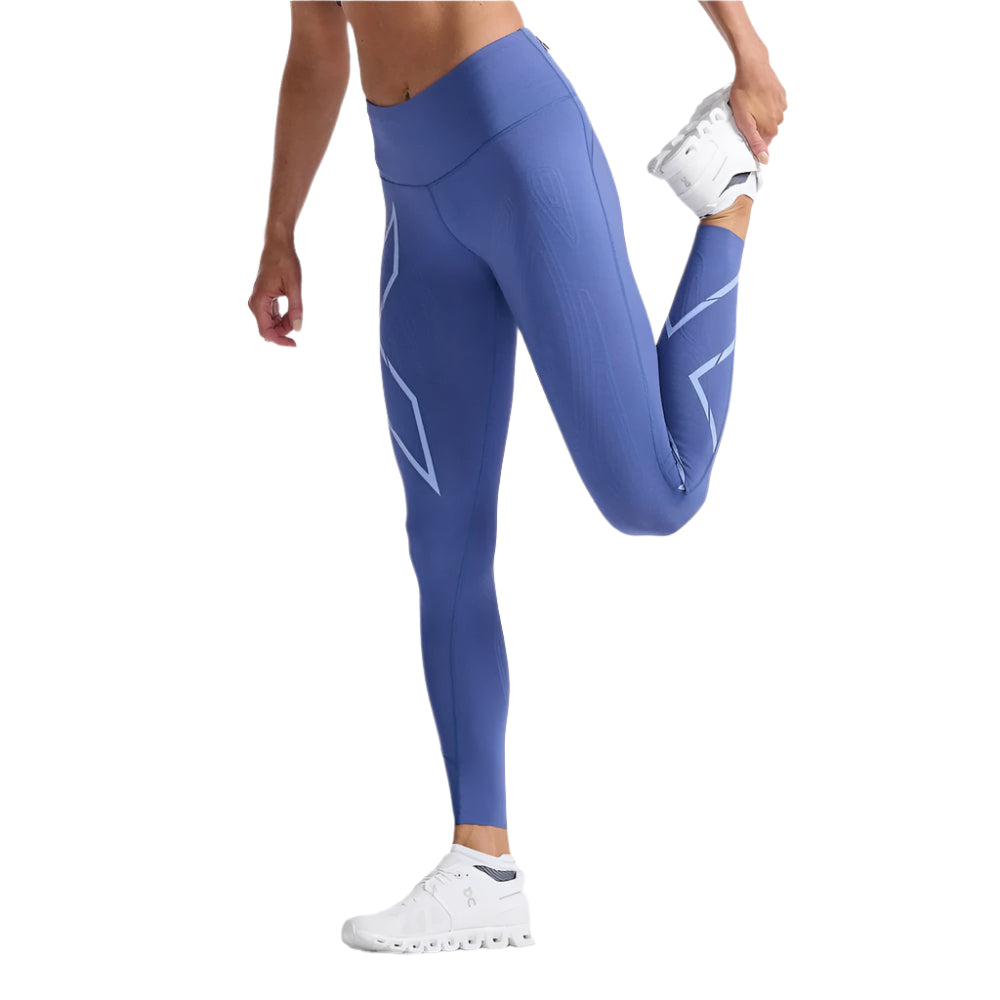 2XU Women's Light Speed Mid-Rise Compression Tights (MAR/ HRF) - Cam2