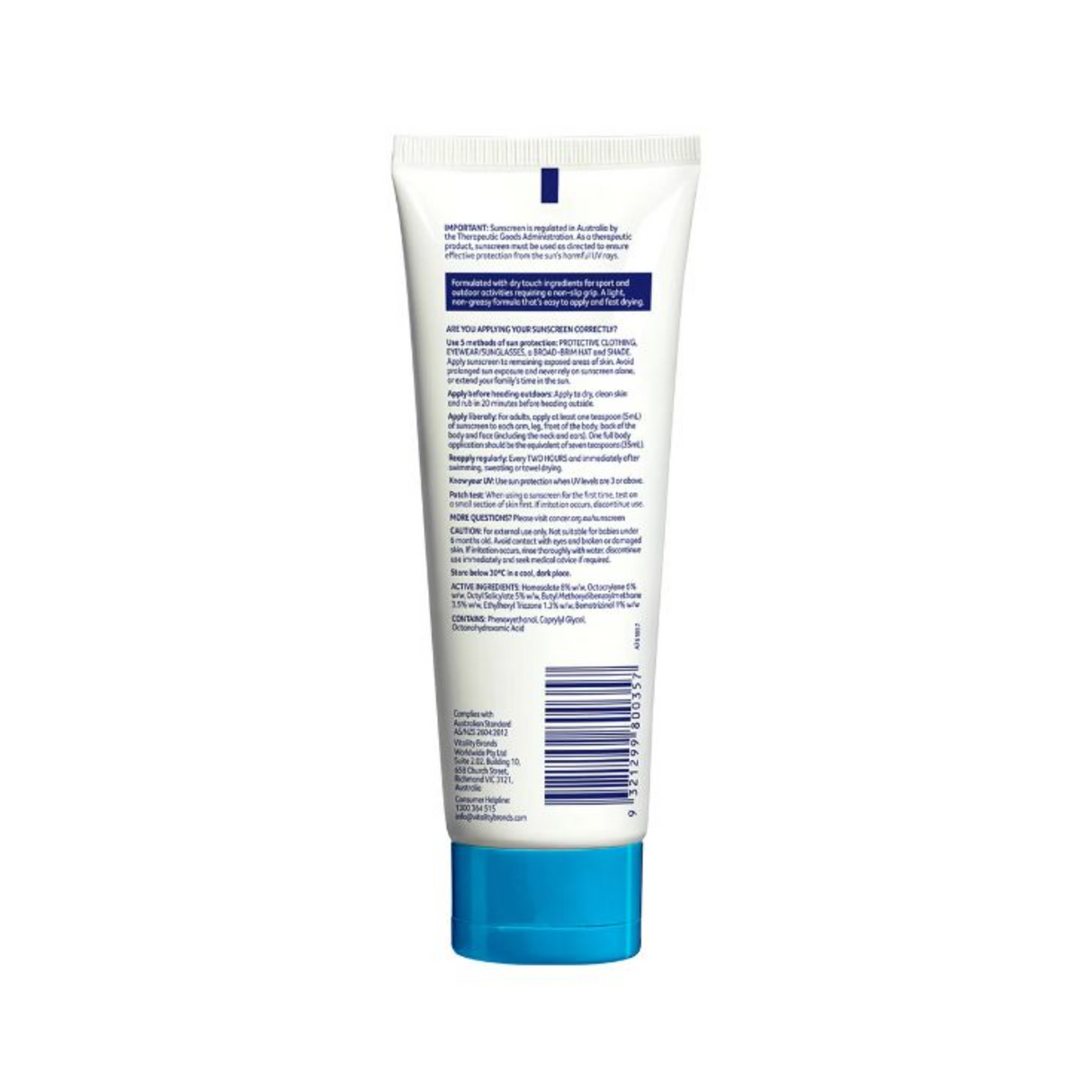 Cancer Council - Cancer Council CCA Sport Sunscreen Dry Touch & Sweat Resistant Lotion SPF50+ - Cam2