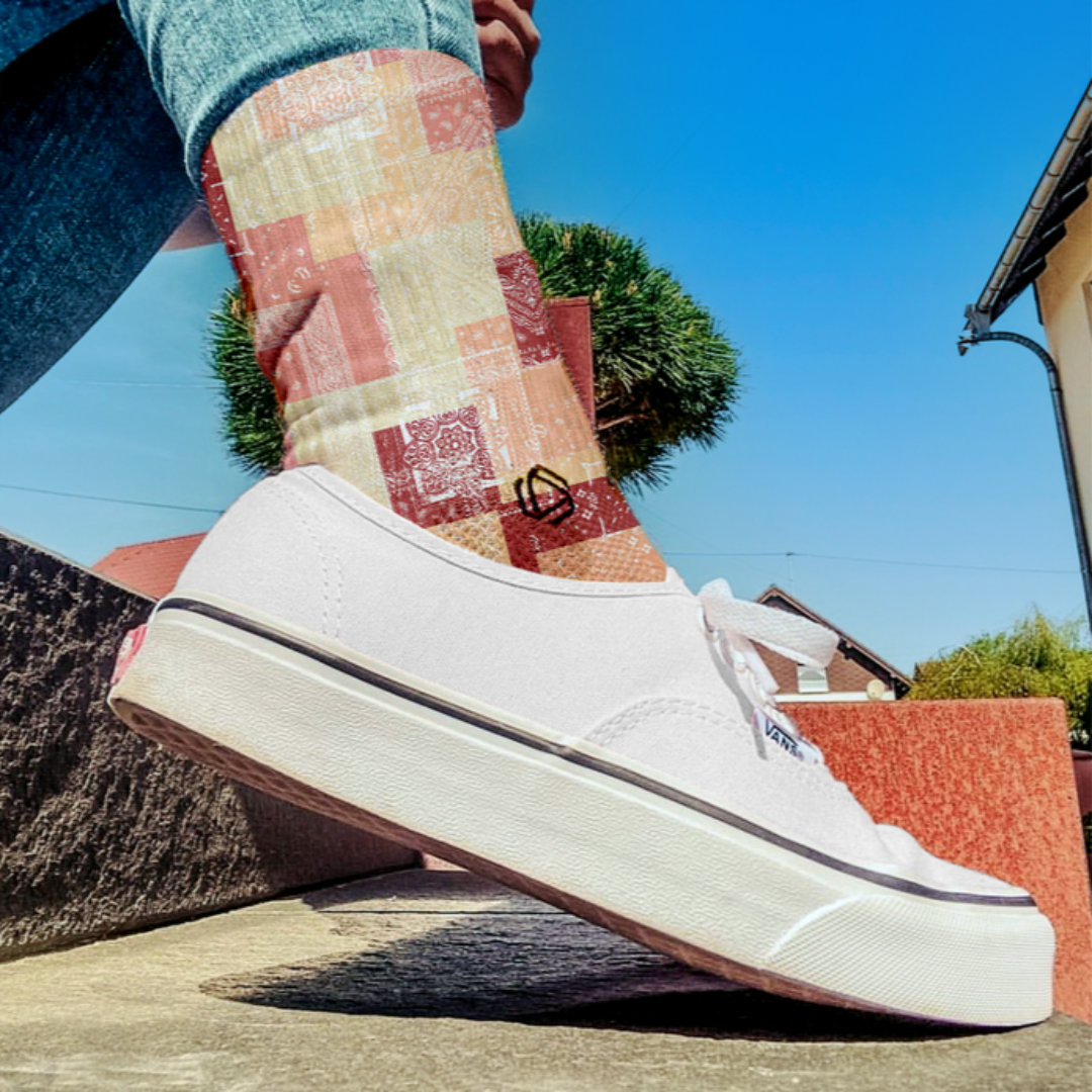 HEXXEE - HEXXEE Men's Paisley Patchwork Running Socks - Cam2