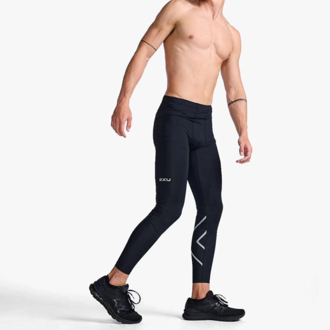 2XU - 2XU Men's Aero Compression Tights (Black/Silver Refelective) - Cam2