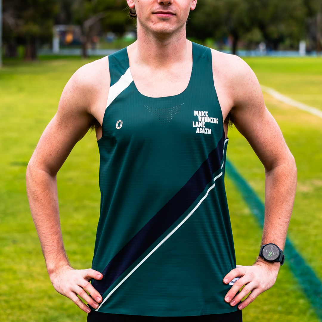 One Running - One Running Men's Victory Speed Tech Singlet (Heaps Good Runners) - Cam2