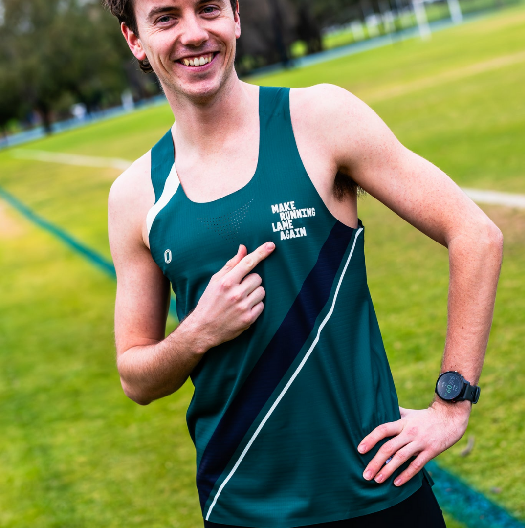 One Running - One Running Men's Victory Speed Tech Singlet (Heaps Good Runners) - Cam2