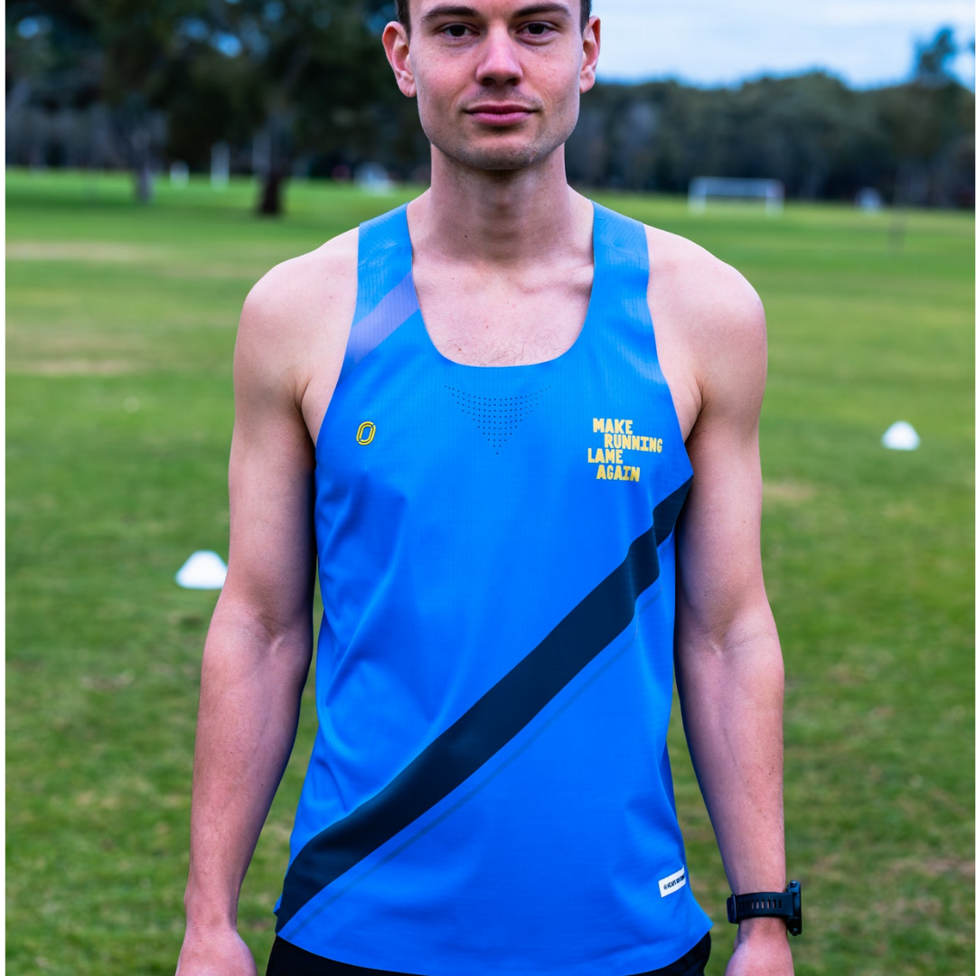 One Running - One Running Men's Victory Speed Tech Singlet (Heaps Good Runners) - Cam2