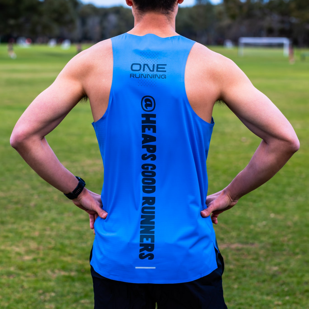 One Running - One Running Men's Victory Speed Tech Singlet (Heaps Good Runners) - Cam2