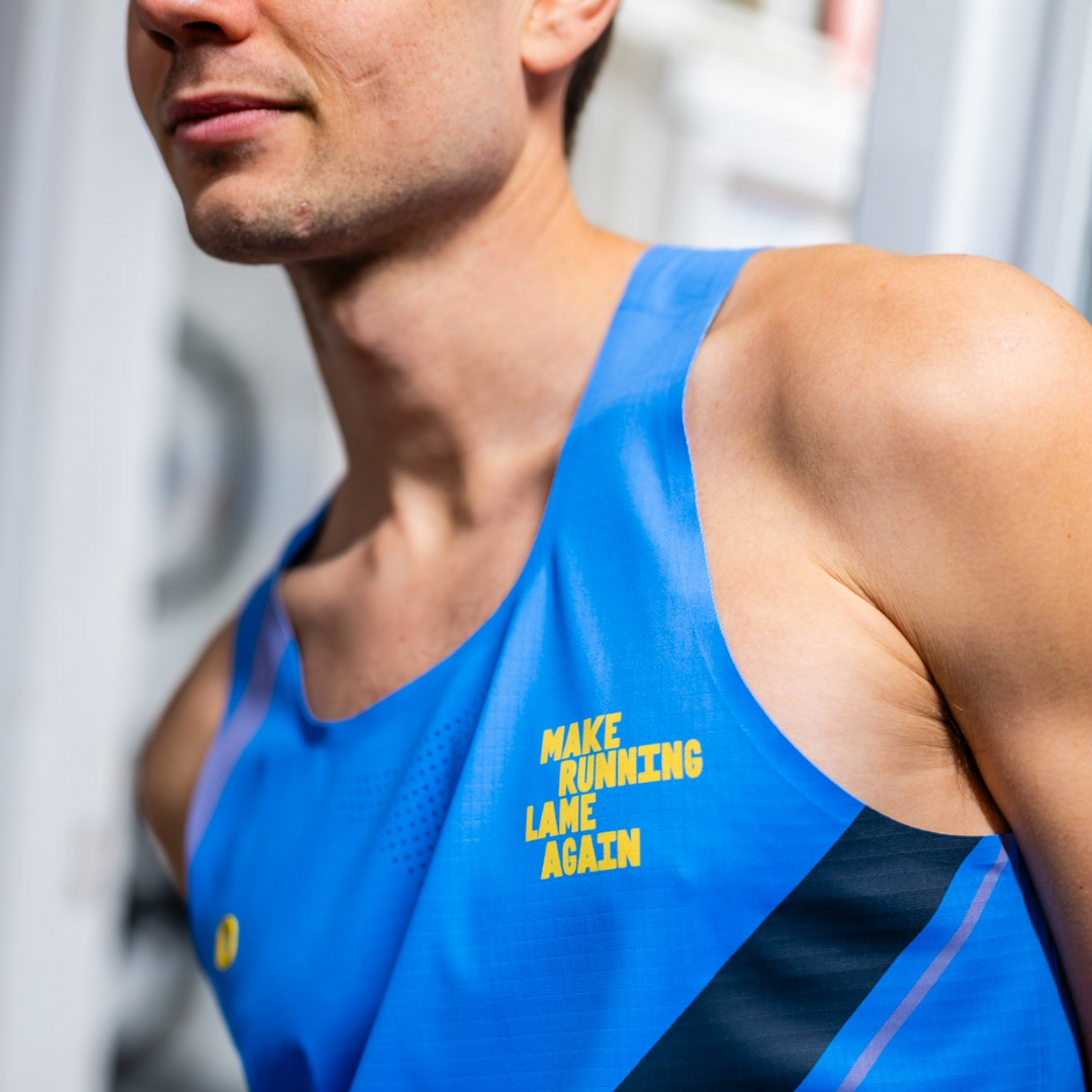One Running - One Running Men's Victory Speed Tech Singlet (Heaps Good Runners) - Cam2