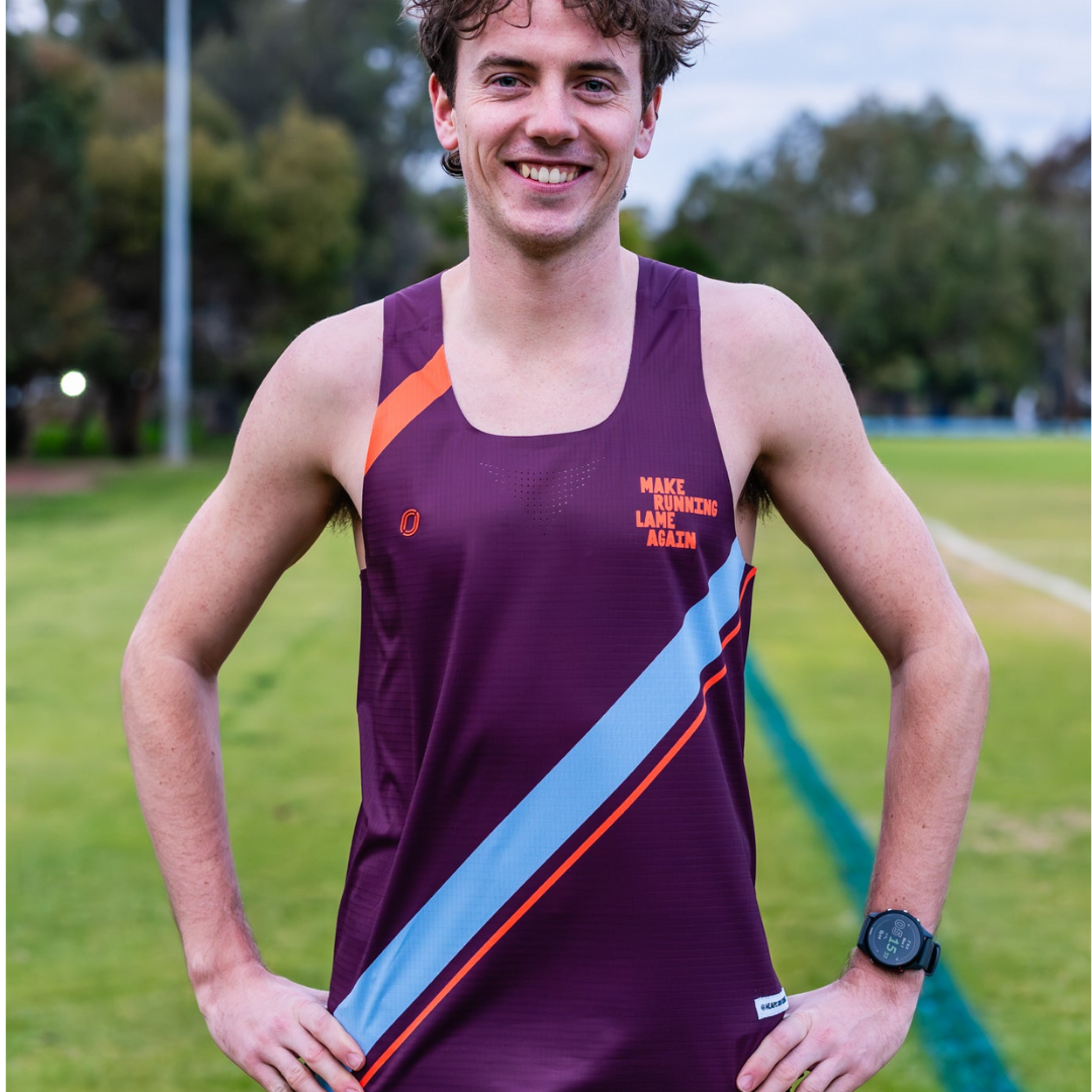 One Running - One Running Men's Victory Speed Tech Singlet (Heaps Good Runners) - Cam2