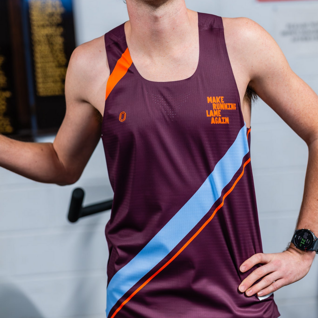 One Running - One Running Men's Victory Speed Tech Singlet (Heaps Good Runners) - Cam2