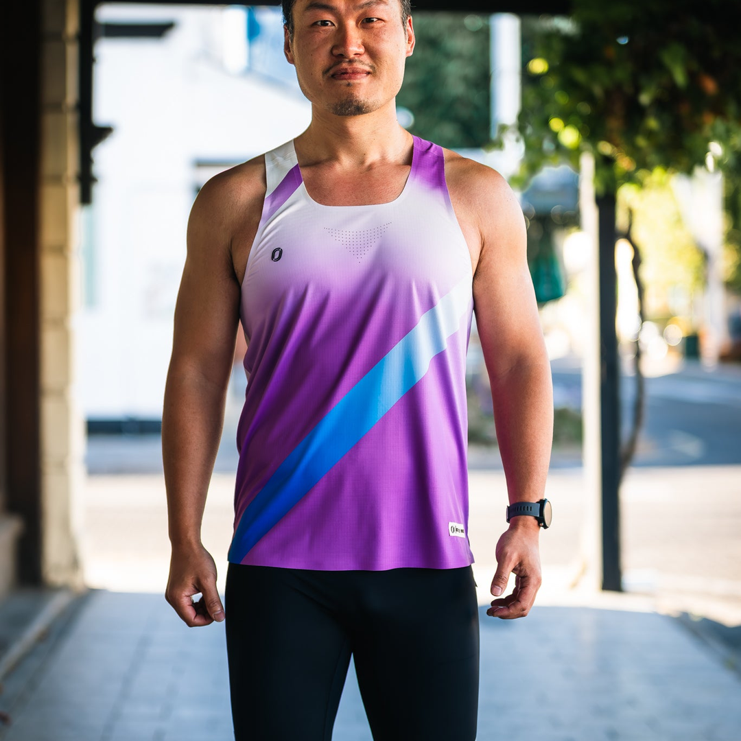 One Running - One Running Men's Victory Speed Tech Singlet (Ignition) - Cam2