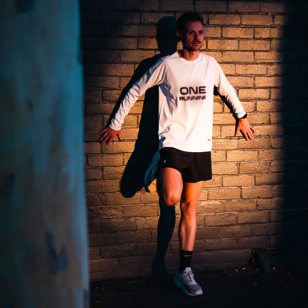 One Running Unisex's Victory Speed Tech Long Sleeve Shirt White Pixel