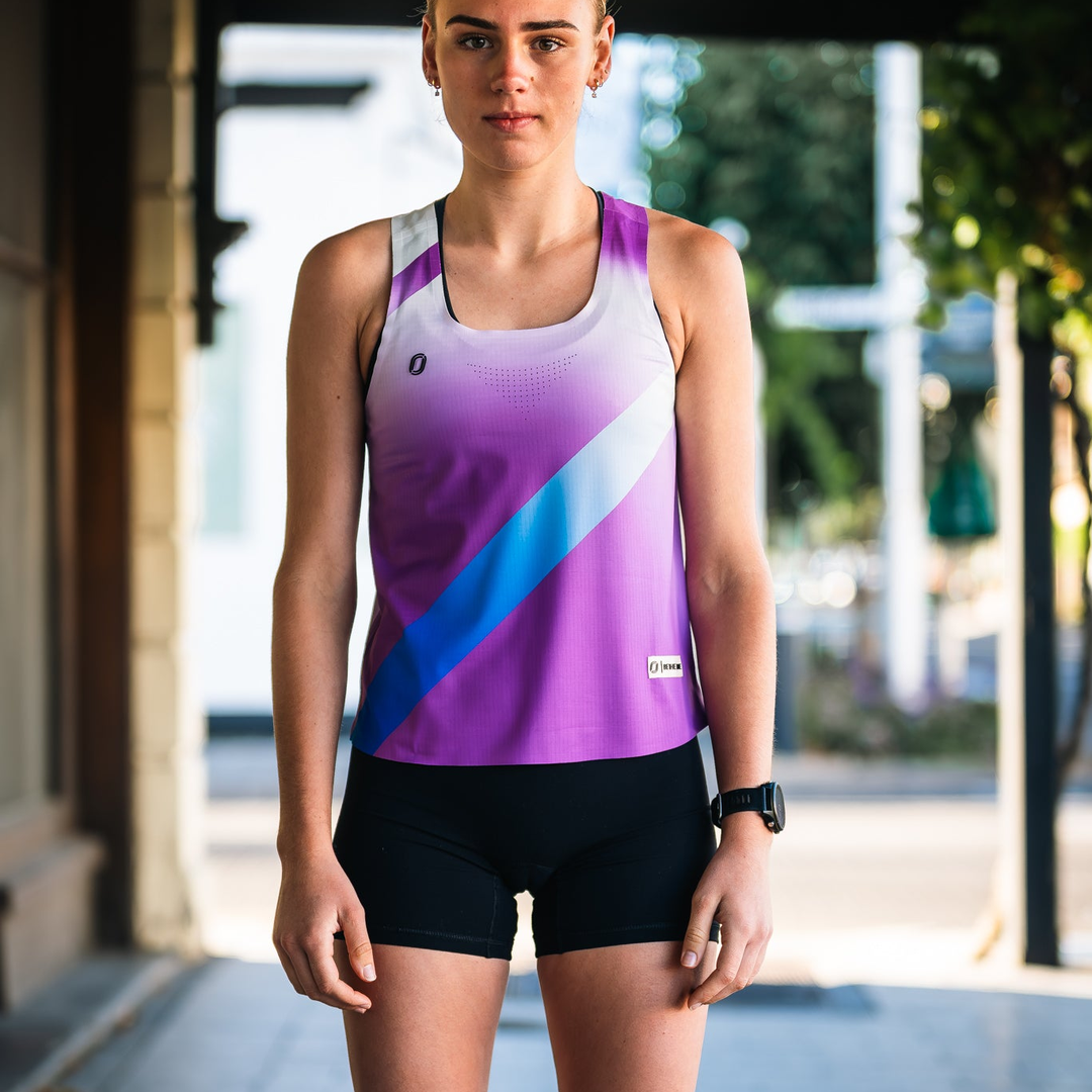 One Running - One Running Women's Victory Speed Tech Singlet (Ignition) - Cam2