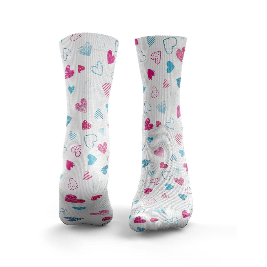 HEXXEE - HEXXEE Women's Pink & Blue Hearts Running Socks - Cam2