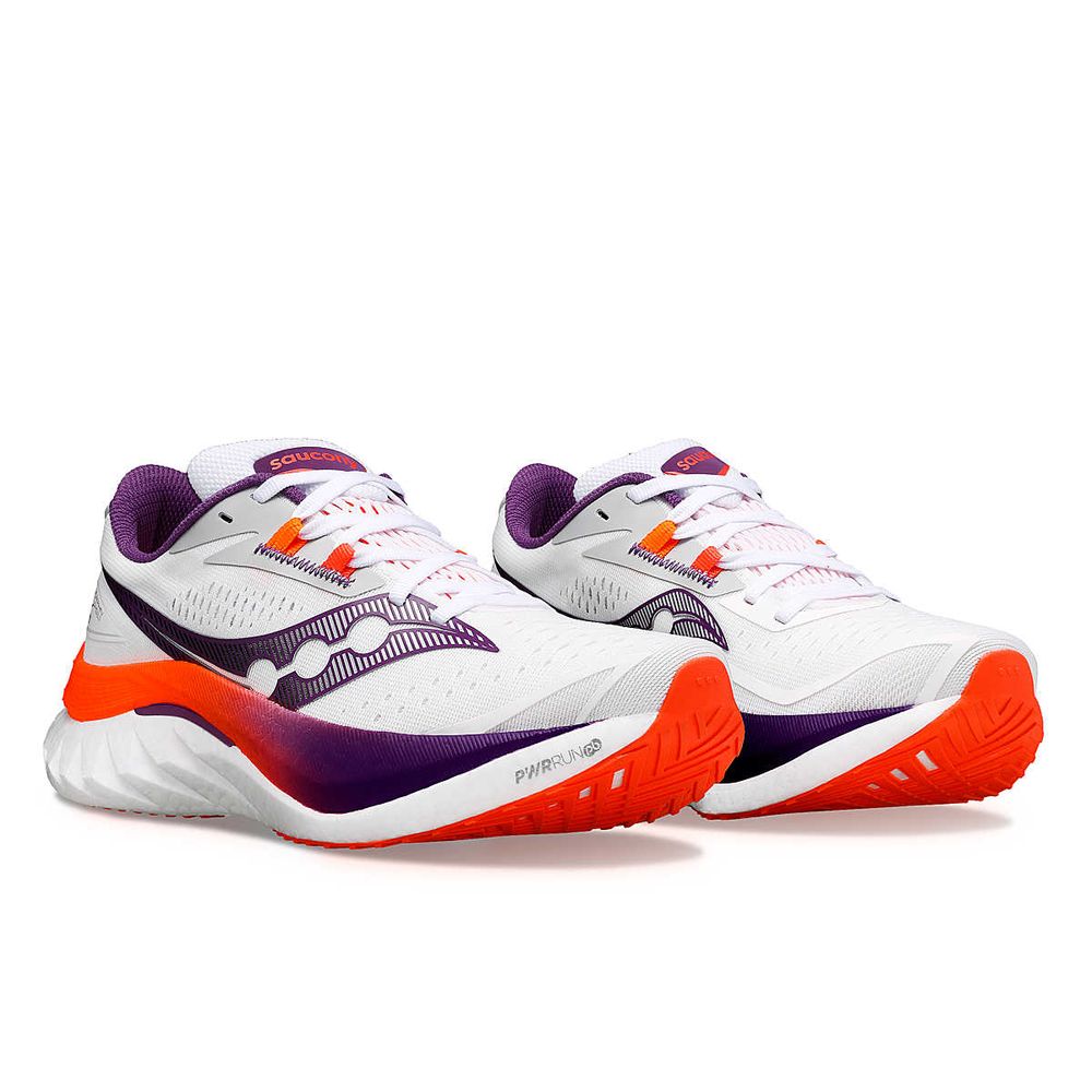 Saucony Women's Endorphin Speed 4 Road Running Shoes (White / Violet) - Cam2