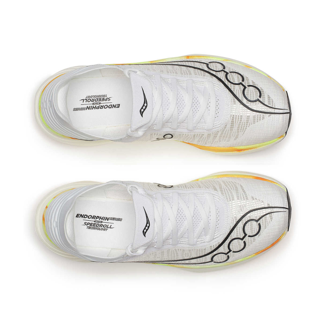Saucony - Saucony Unisex's Endorphin Elite 2 Road Running Shoes (White/ Peel) - Cam2