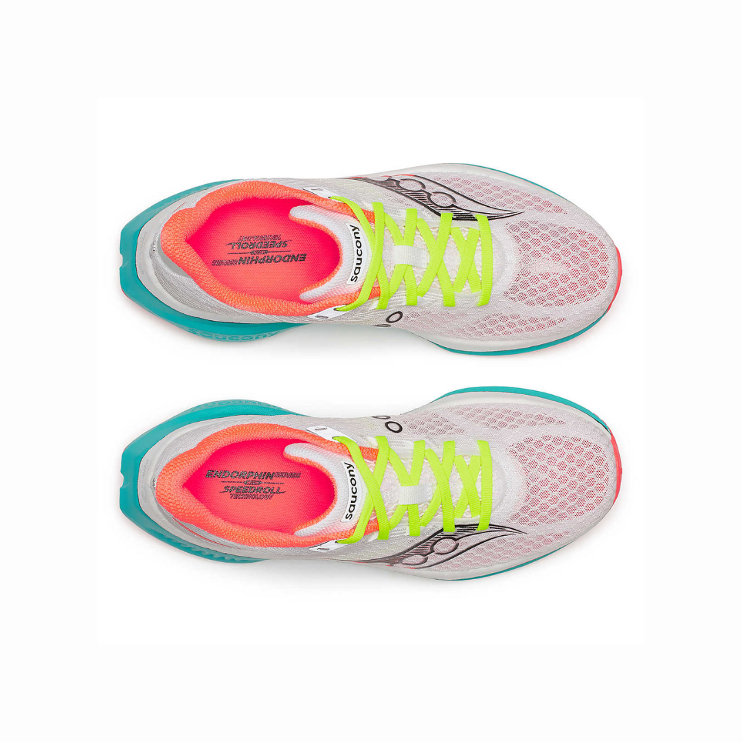 Saucony - Saucony Women's Endorphin Speed 5 Road Running Shoes (White/ Mutant) - Cam2