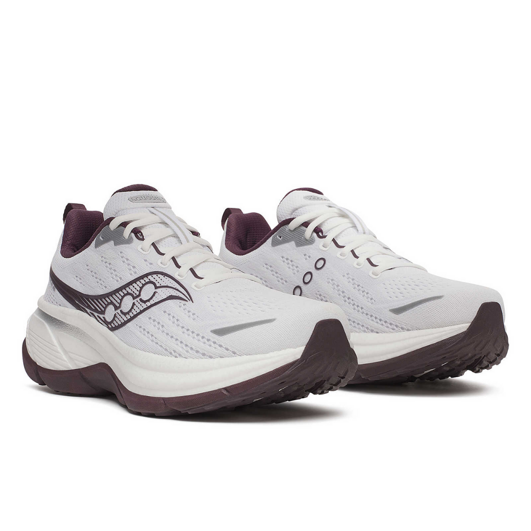 Saucony - Saucony Men's Hurricane 25 Road Running Shoes (White/ Wine) - Cam2