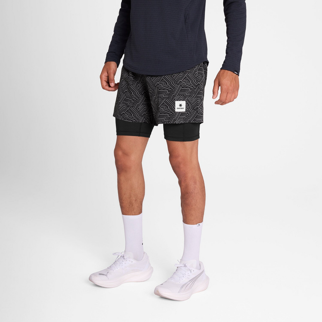 SAYSKY Men's Reflective Pace 2 in 1 Shorts 5''