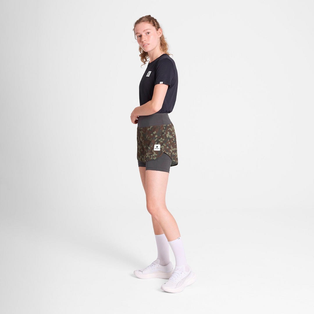 SAYSKY Women's Camo Pace 2 in 1 Shorts 3"
