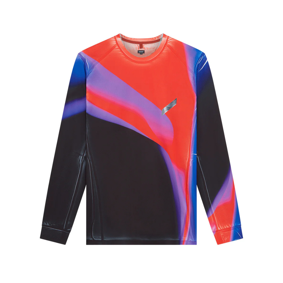 Soar - Soar Men's Printed Long Sleeve Tech Tee (Black/ Blue/ Red) - Cam2