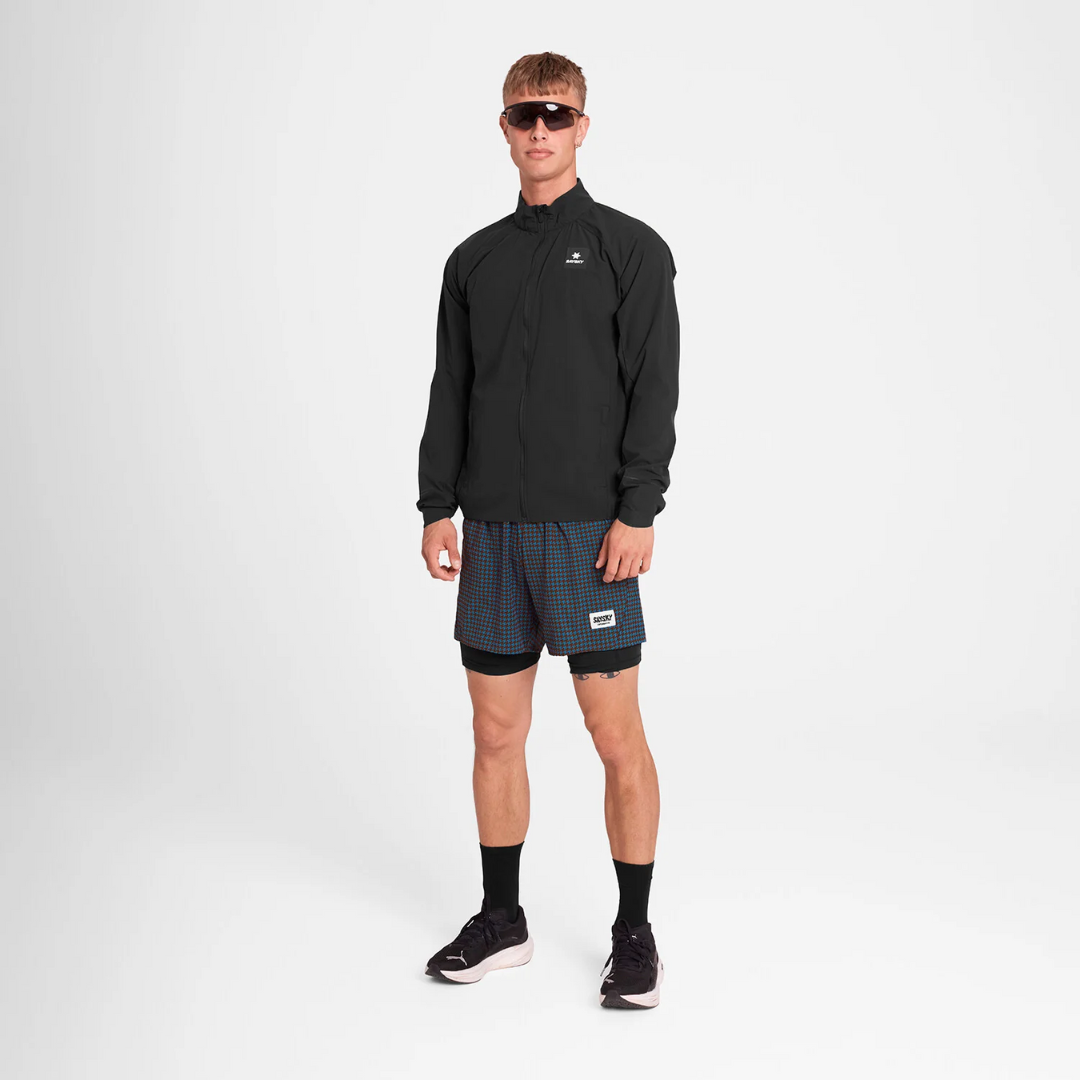 SAYSKY Men's Houndstooth Pace 2 in 1 Shorts 5''