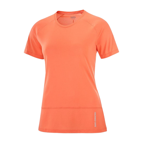 Salomon Women's Cross Run Short Sleeve Tee (Coral) - Cam2