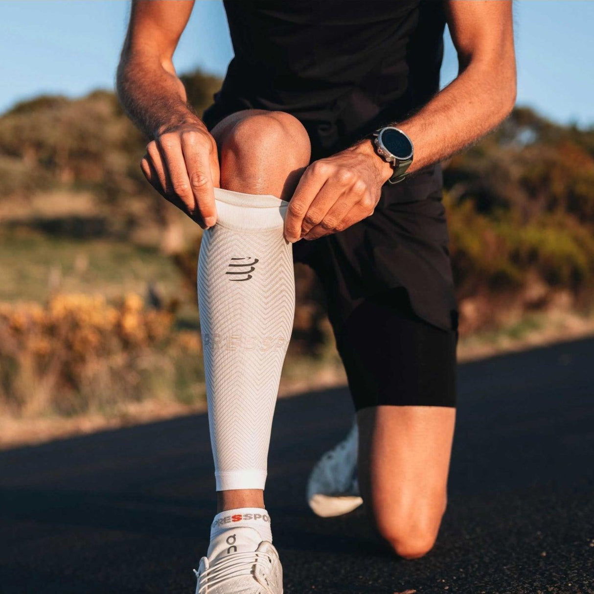 Compressport R2 Oxygen Calf Sleeves (White/ Nebel Grey) - Cam2