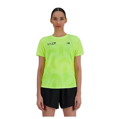New Balance Women's London Edition Printed NB Athletics Short Sleeve - Cam2