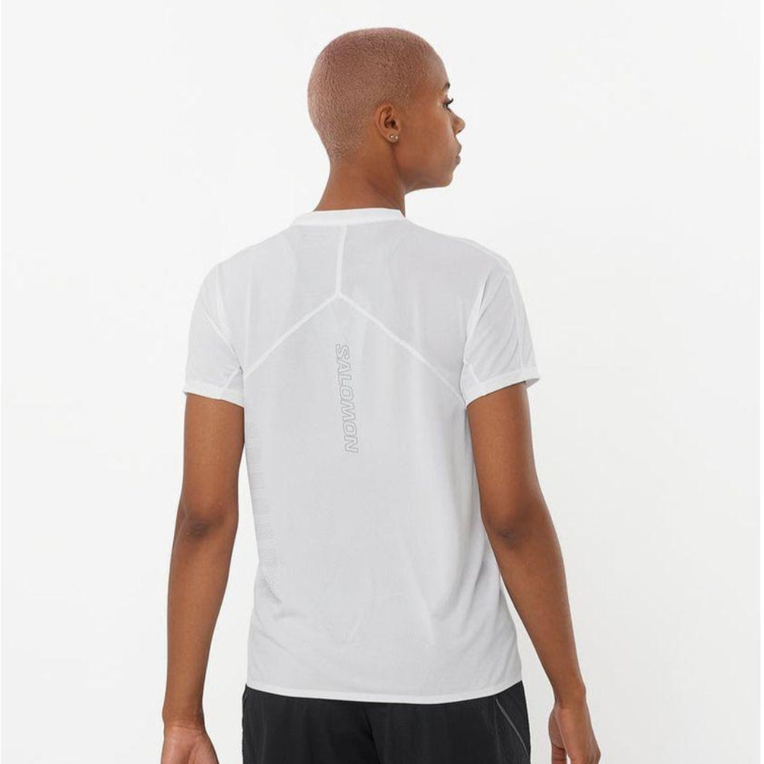Salomon Women's Sense Aero Short Sleeve T-Shirt GFX - Cam2