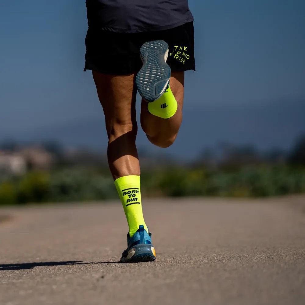 Sporcks Born To Run Yellow Running Socks - Cam2
