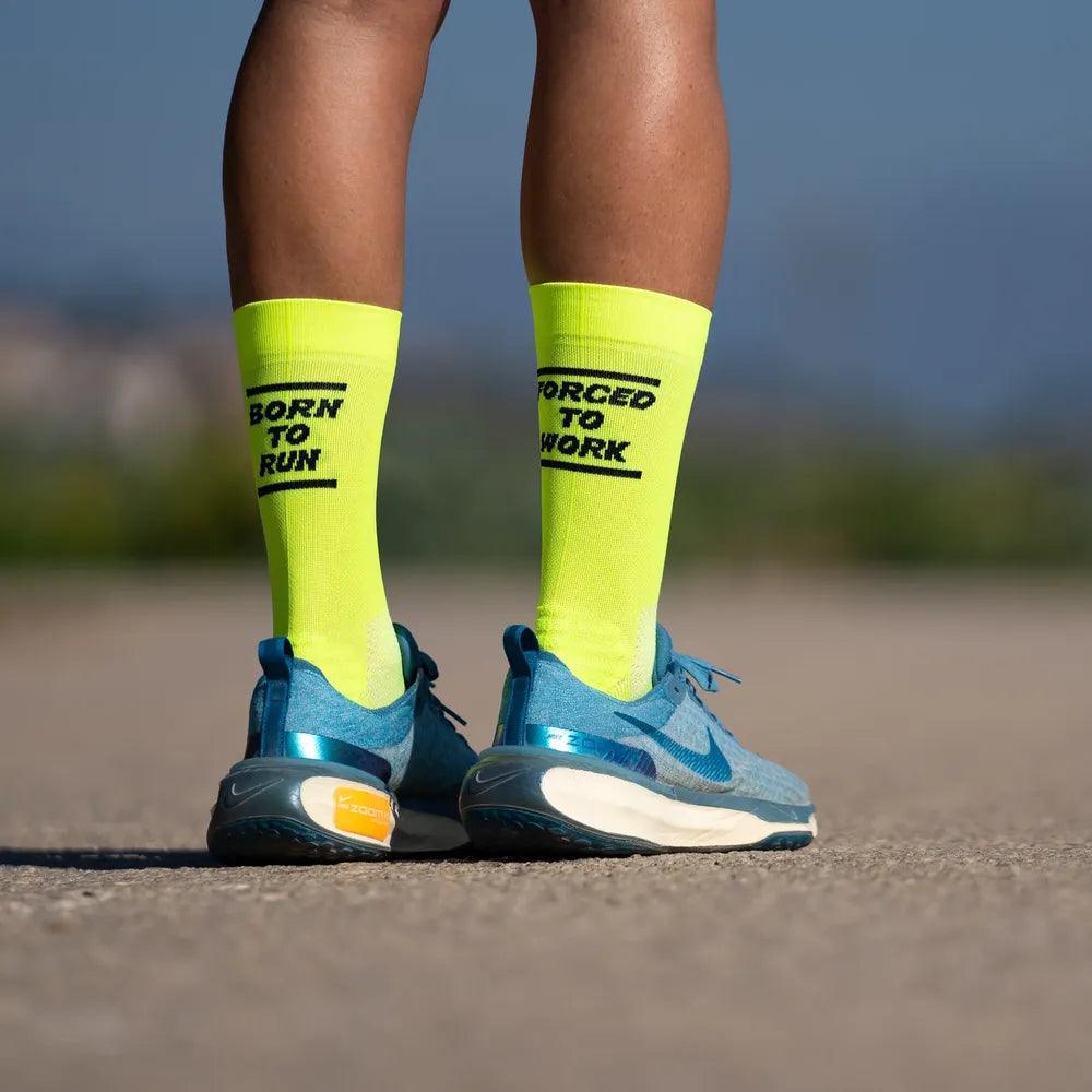 Sporcks Born To Run Yellow Running Socks - Cam2