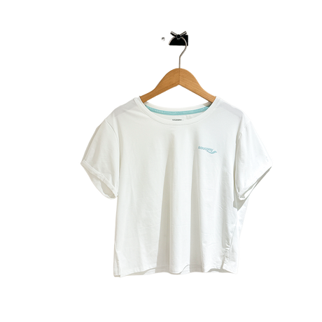 Saucony Women's Sport Short Sleeve Tee (Pearl White) SC1230273A-WT02 - Cam2