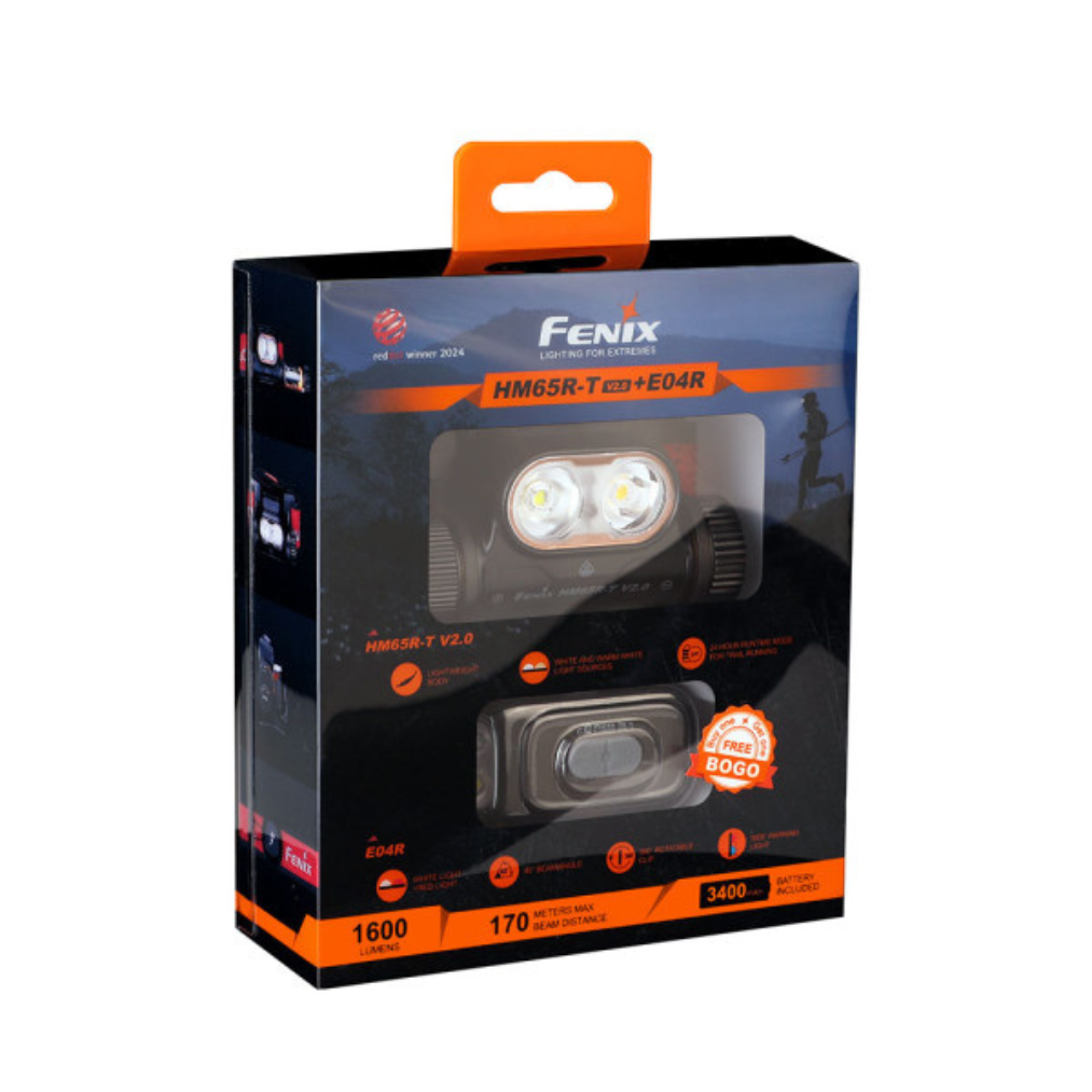 Fenix HM65R-T V2.0 USB LED Headlamp (Max 1600 Lumens) + E04R Kit