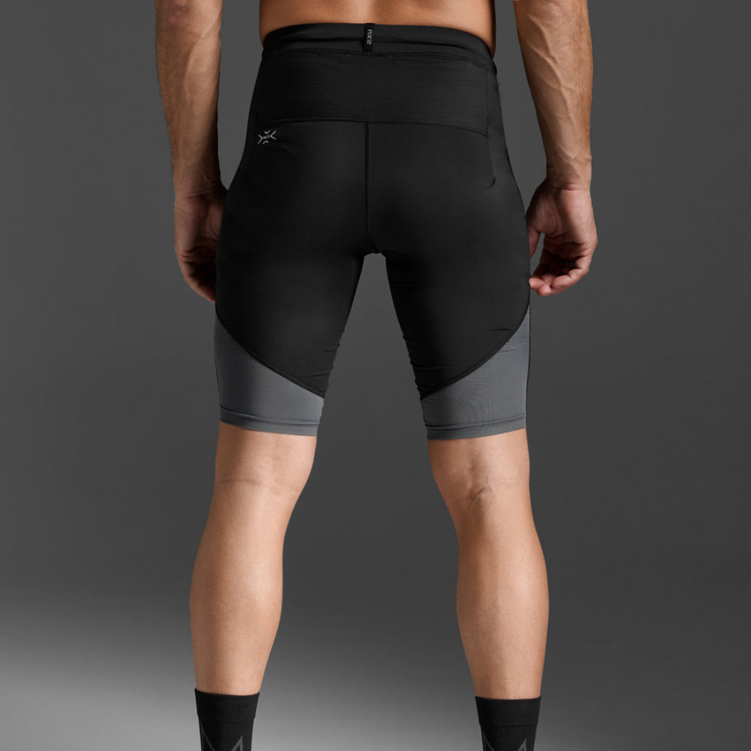 2XU - 2XU Men's Light Speed React Compression Shorts (Black/White Reflective) - Cam2 