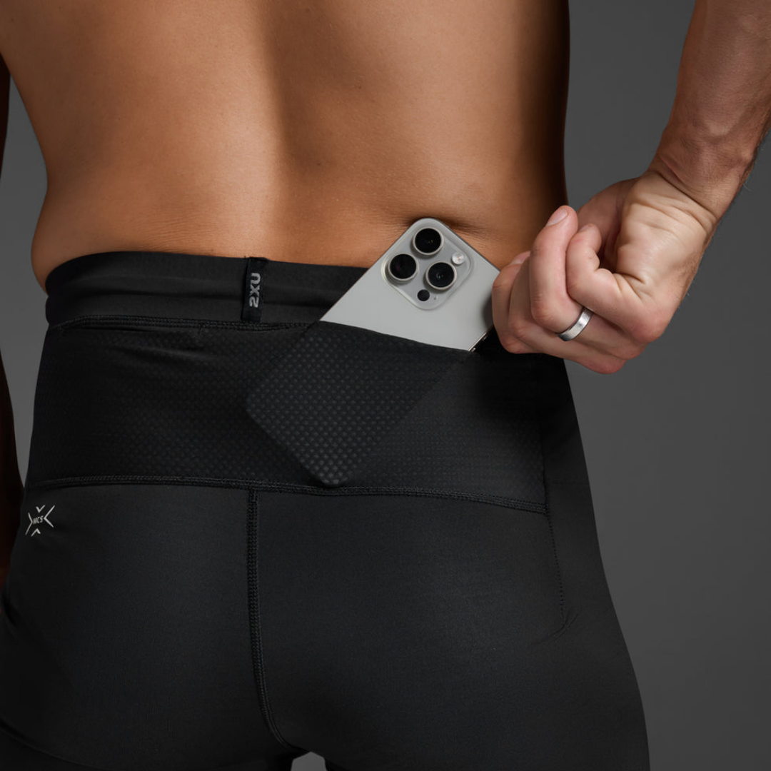 2XU - 2XU Men's Light Speed React Compression Shorts (Black/White Reflective) - Cam2 