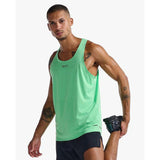 2XU Men's Light Speed Tech Singlet (Spring Green/Black Reflective) - Cam2