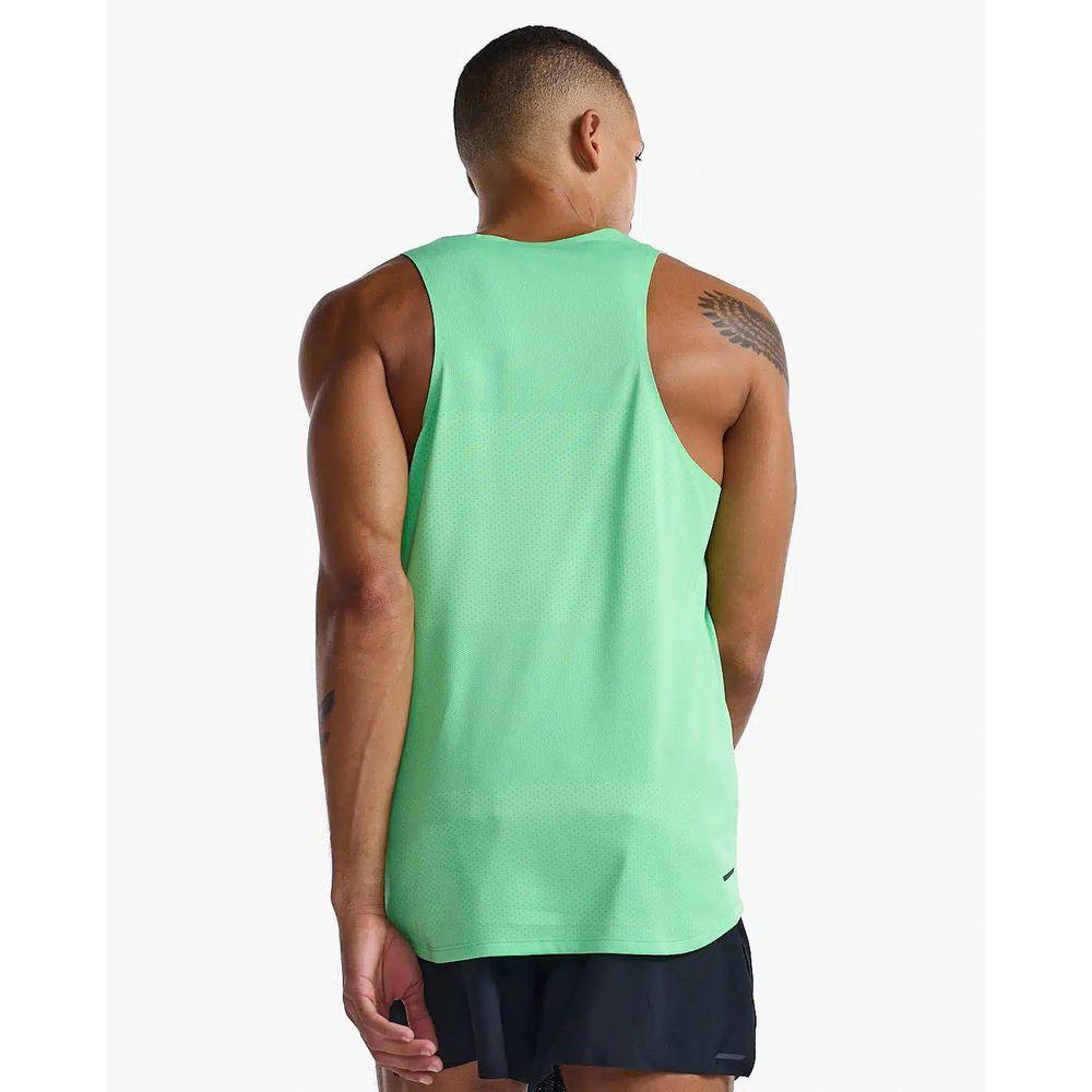 2XU Men's Light Speed Tech Singlet (Spring Green/Black Reflective) - Cam2