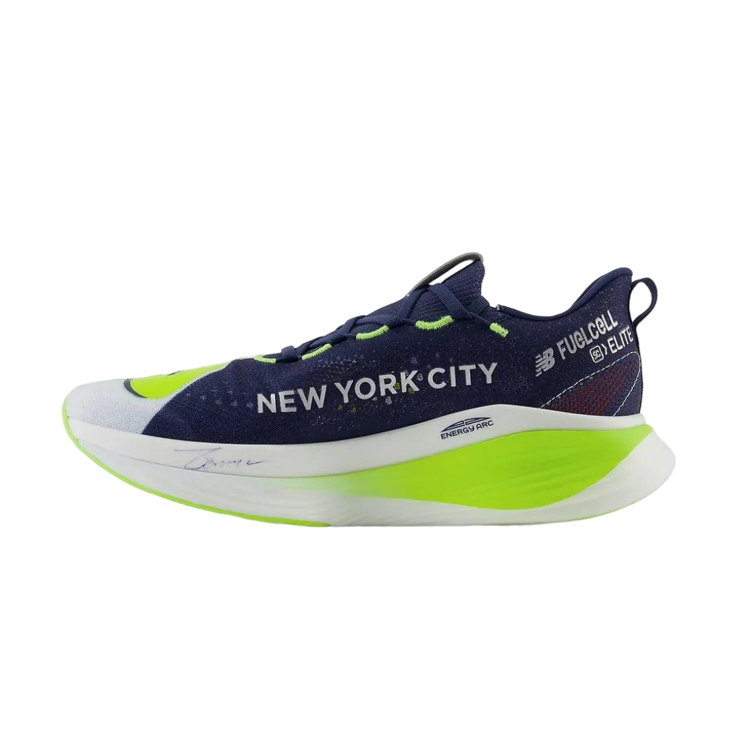 New Balance - New Balance Women's NYC Marathon FuelCell SuperComp Elite v3 Road Running Shoes (Navy/ Silver Metallic) - Cam2 