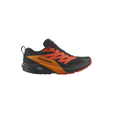 Salomon Men's Sense Ride 5 GTX Trail Running Shoes (Black/ Scarlet Ibis/ Turmeric) - Cam2