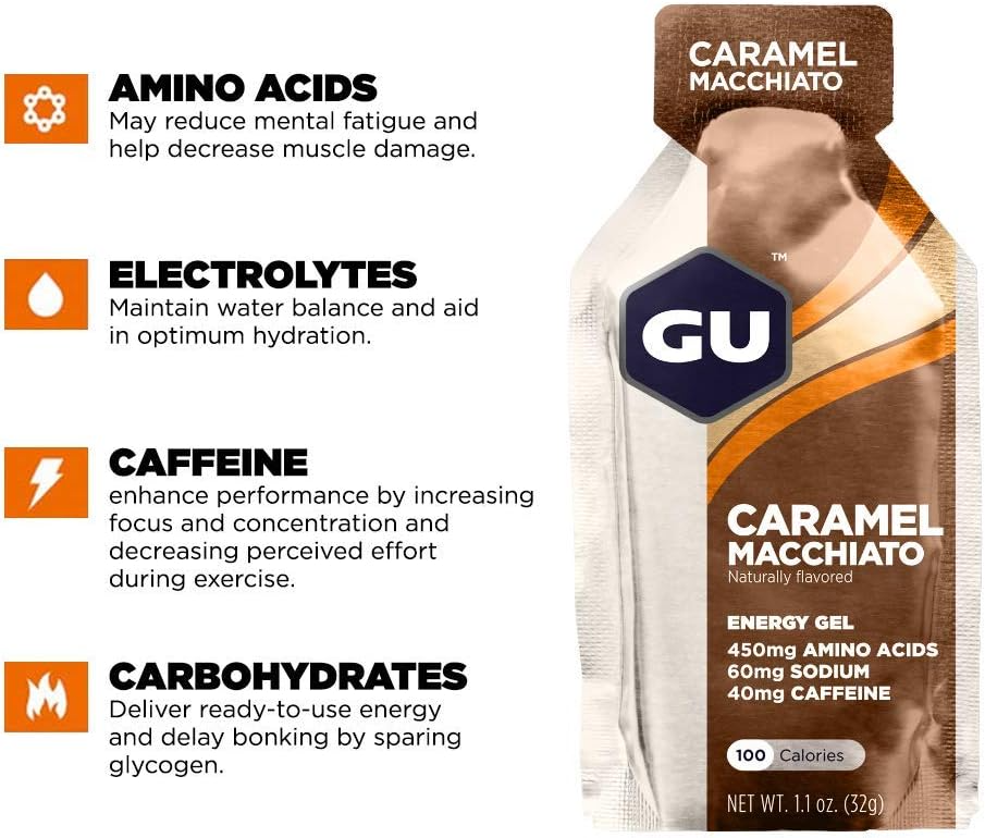 GU Energy Original Sports Nutrition Energy Gel (Caramel Macchiato)
