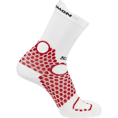 Salomon S/Lab Ultra Crew Socks (White/ Fiery Red) - Cam2
