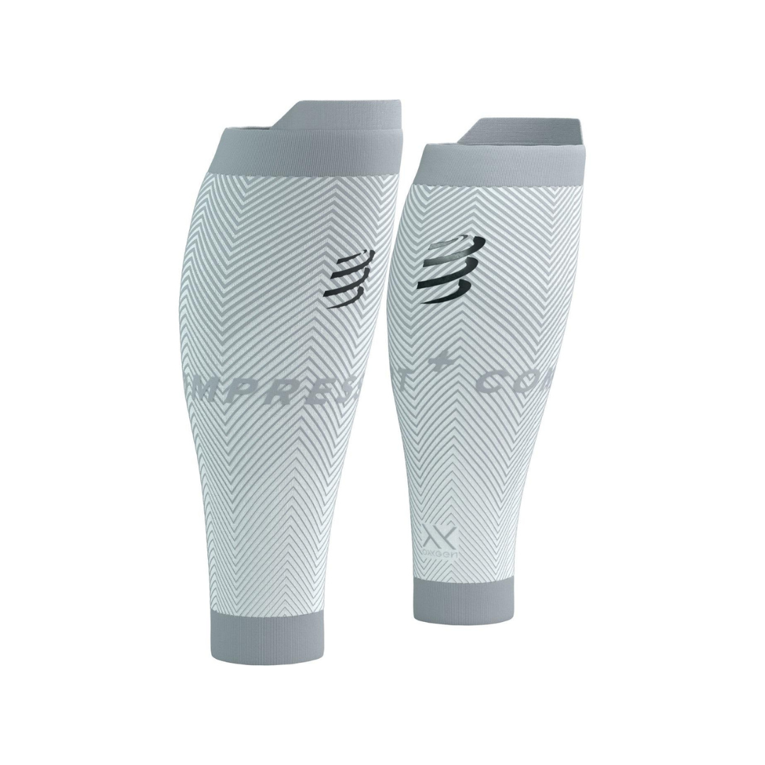 Compressport R2 Oxygen Calf Sleeves (White/ Nebel Grey)