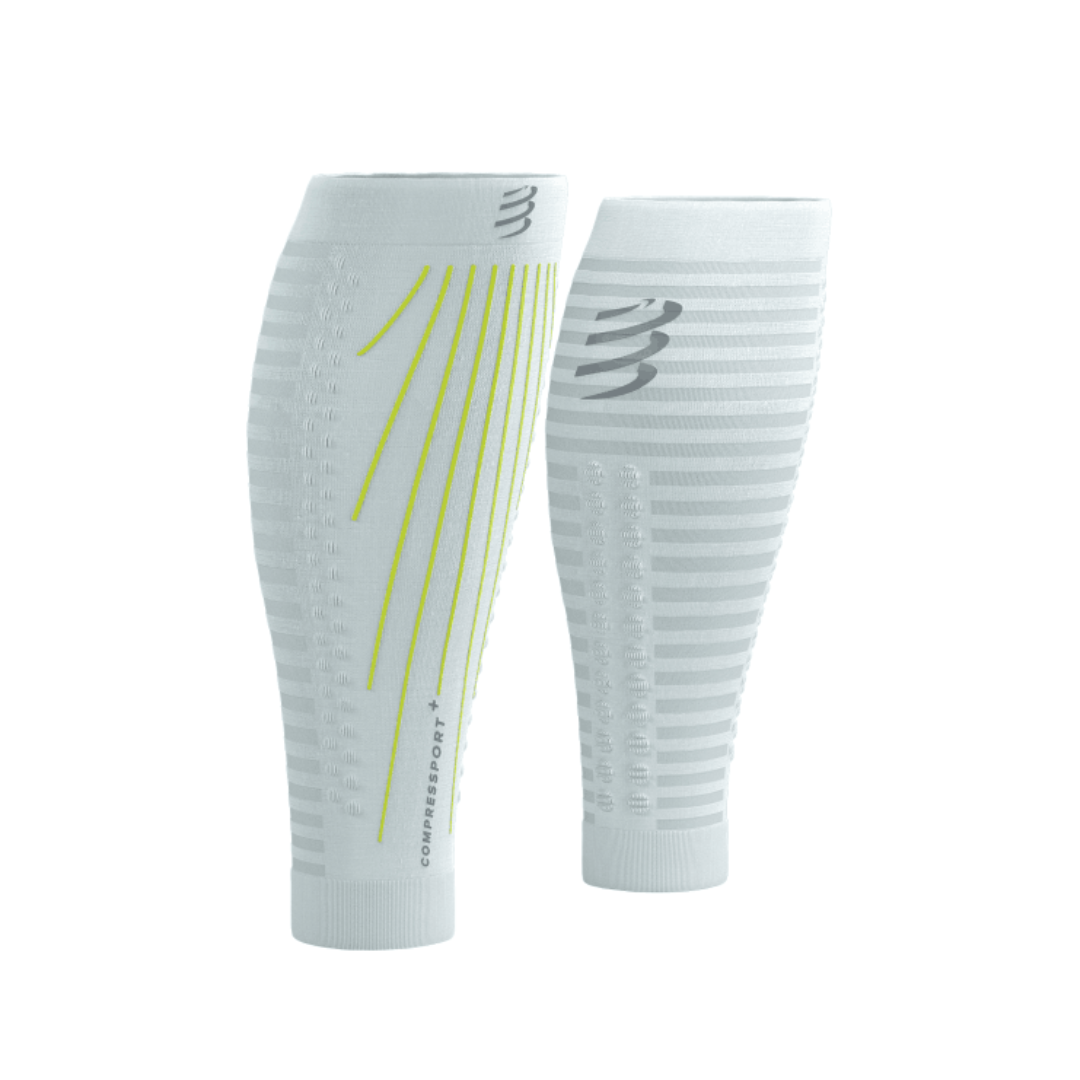 Compressport R2 Aero Calf Sleeves (White/ Primrose)