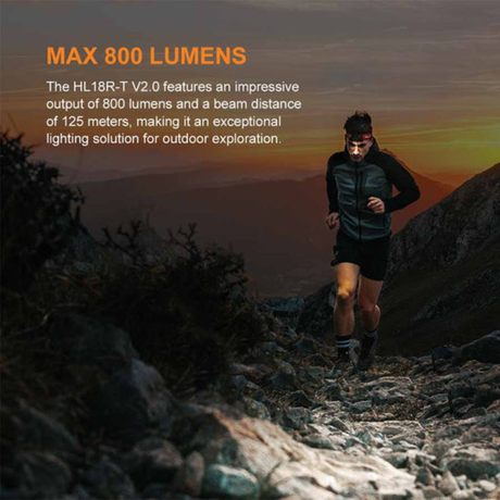 Fenix - Fenix HL18R-T V2.0 USB LED Headlamp (Max 800 Lumens) - Cam2 