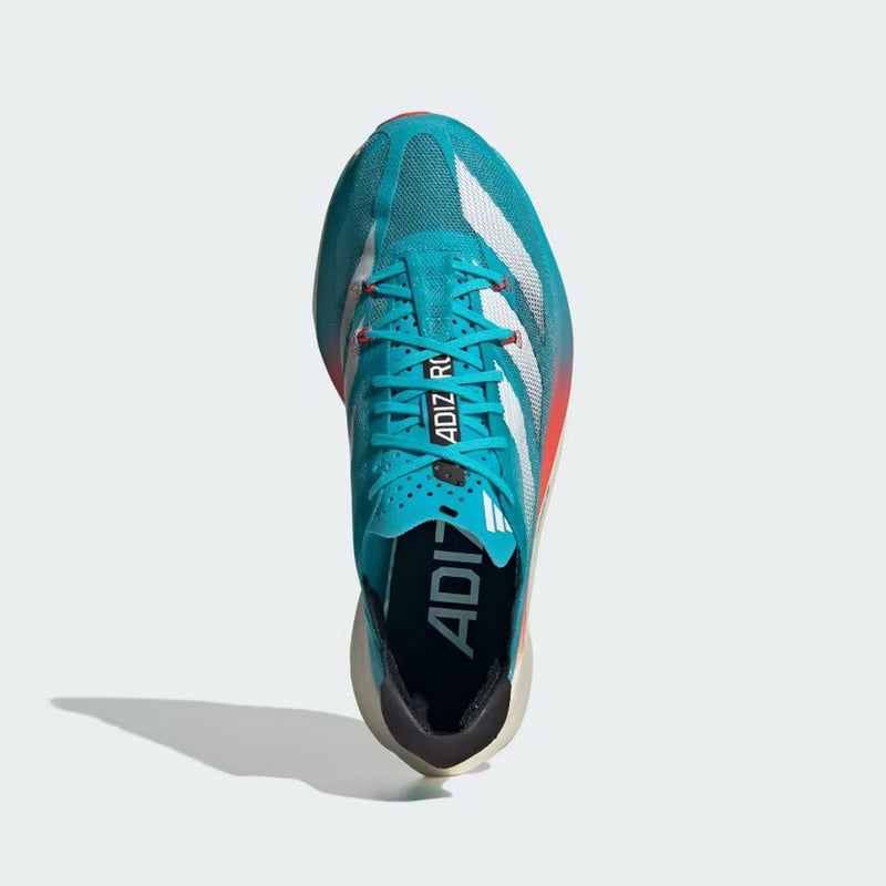 Adidas Men's Adios Pro 3 Road Running Shoes (Lucid Cyan / Cloud White / Bright Red)